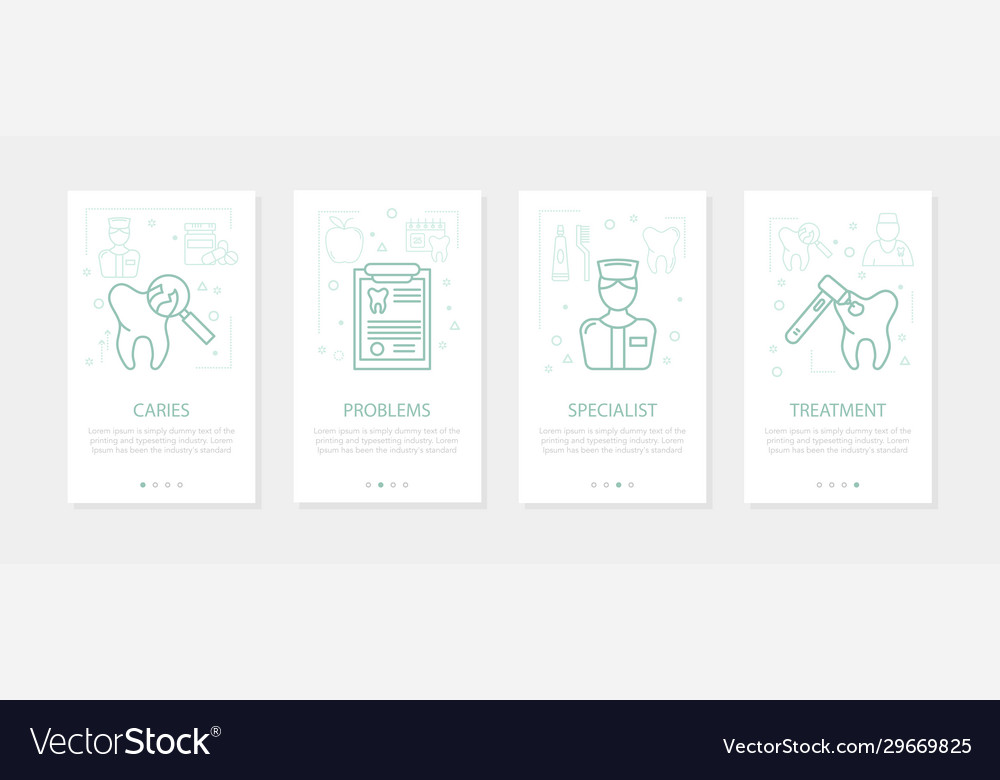 Vier vertikale mobile Banner für Zahnmedizin