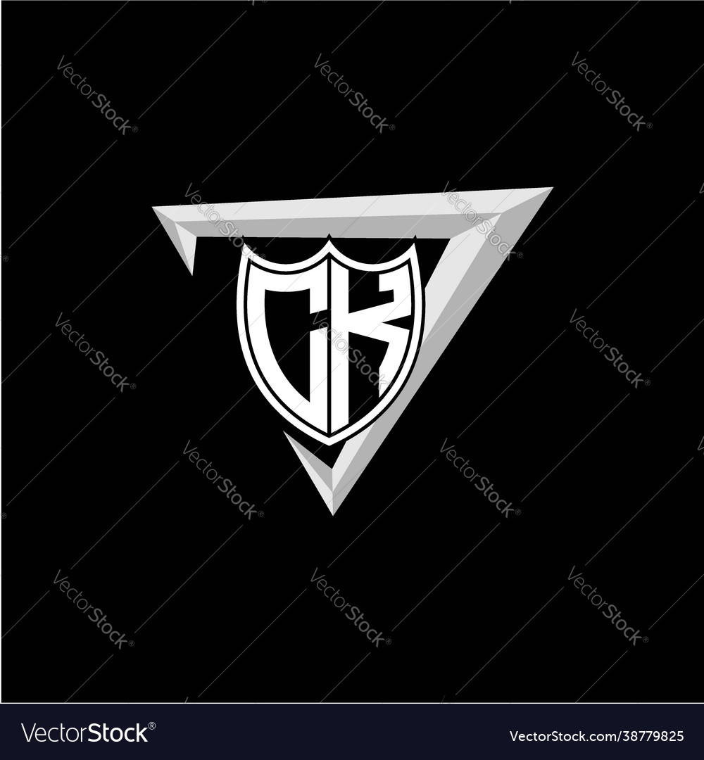Initial letter c k shield shape with triangular Vector Image Initial letter c k shield shape with triangular