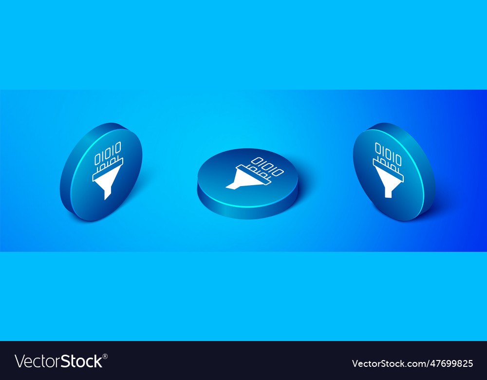 Isometric binary code icon isolated on blue vector image Isometric binary code icon isolated on blue