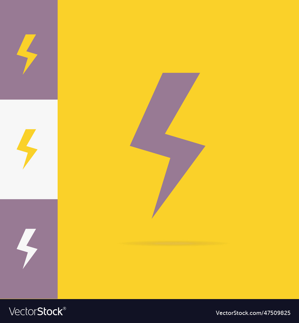 Lightning bold icon set Royalty Free Vector Image