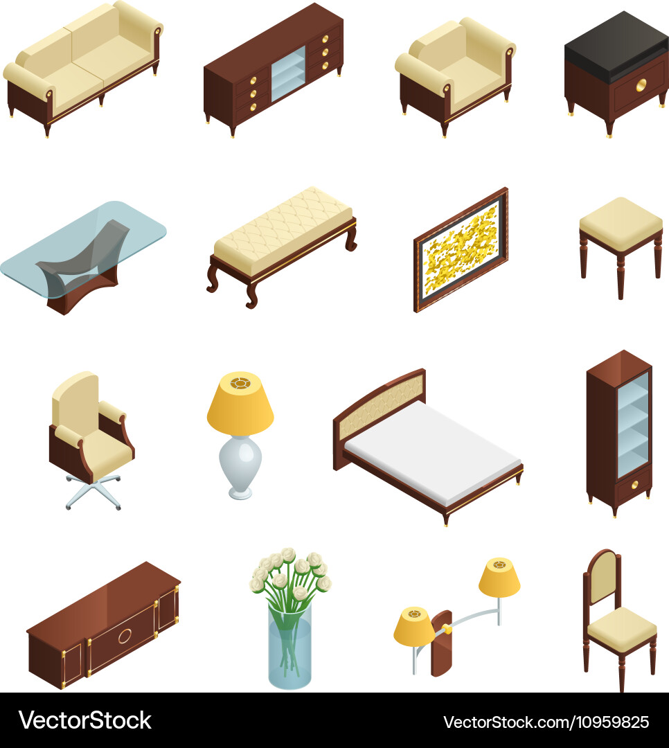 Luxury Interior Isometric Elements Royalty Free Vector Image