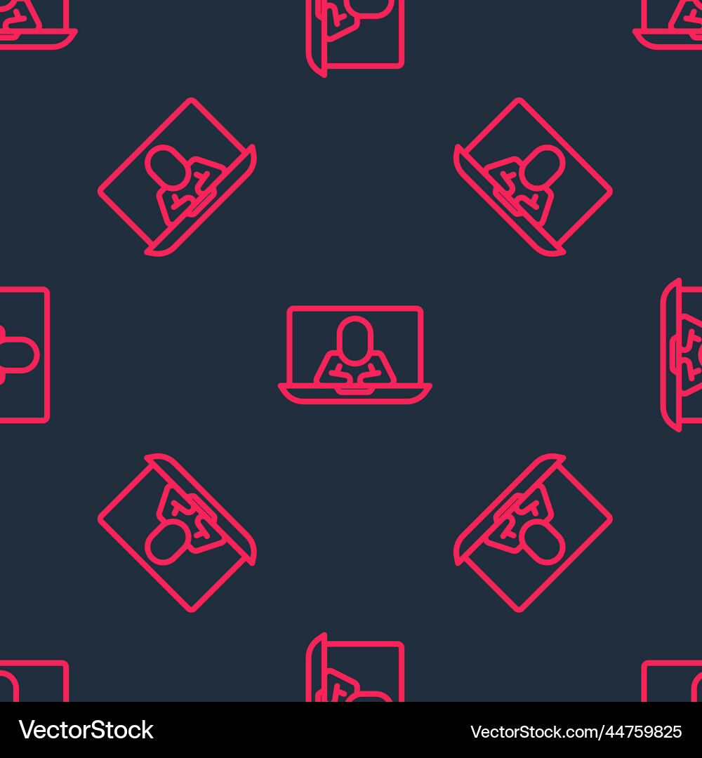Red line video chat conference icon isolated Vector Image