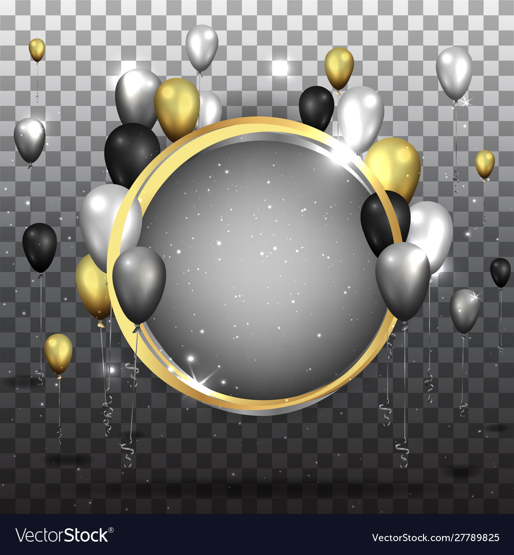Round empty frame with realistic elegant balloons Vector Image Round empty frame with realistic elegant balloons