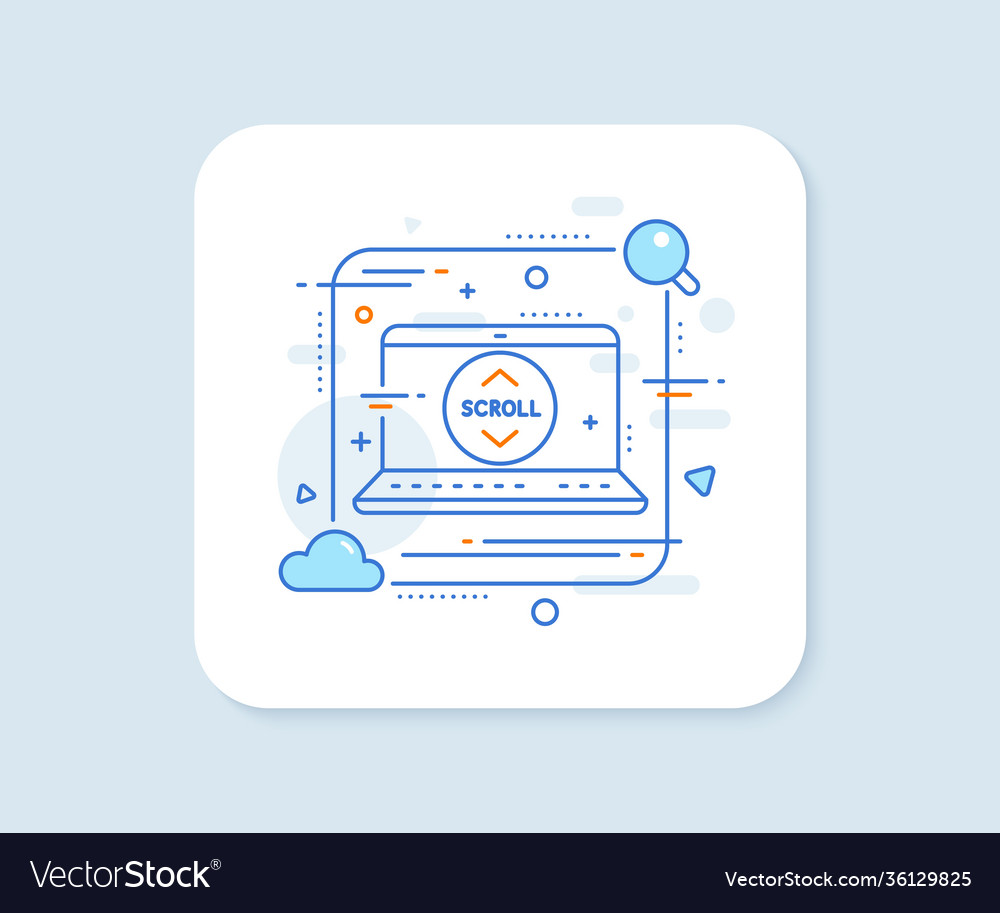 Scroll down button line icon scrolling screen vector image Scroll down button line icon scrolling screen