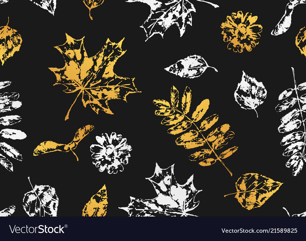 Seamless pattern with printed leaves