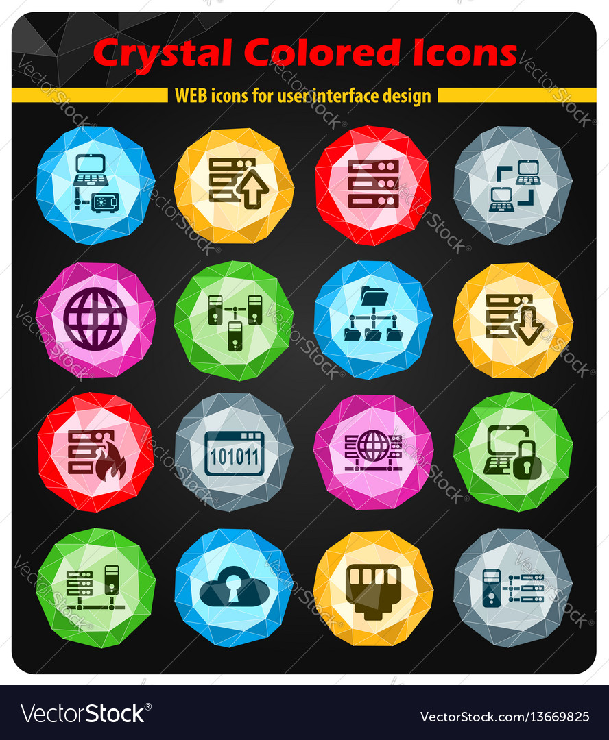 Server icon set vector image Server icon set