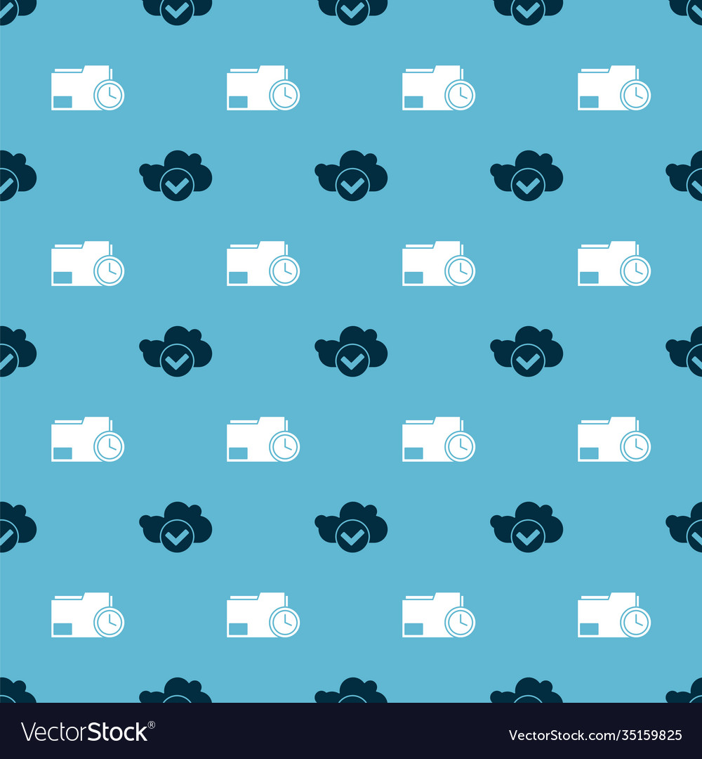 Set cloud with check mark and document folder vector image Set cloud with check mark and document folder