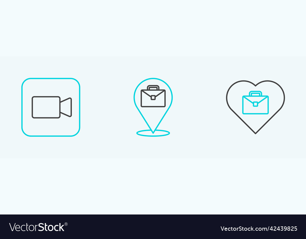 Set line heart with text work camera and online