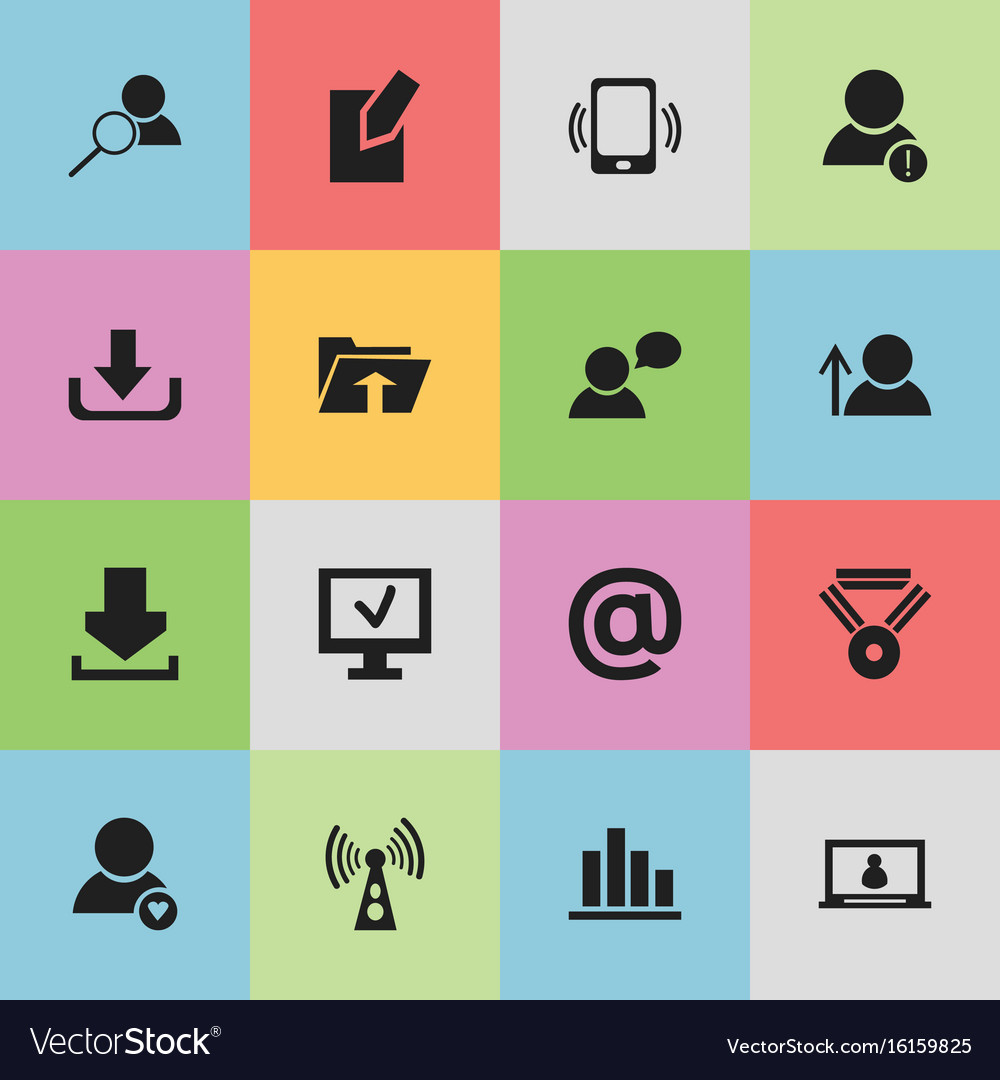 Set of 16 editable network icons includes symbols