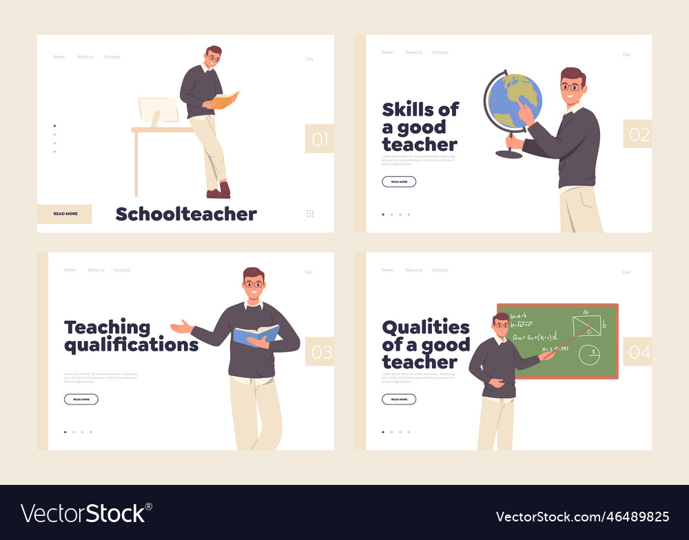 Set of landing page template with skilled vector image Set of landing page template with skilled
