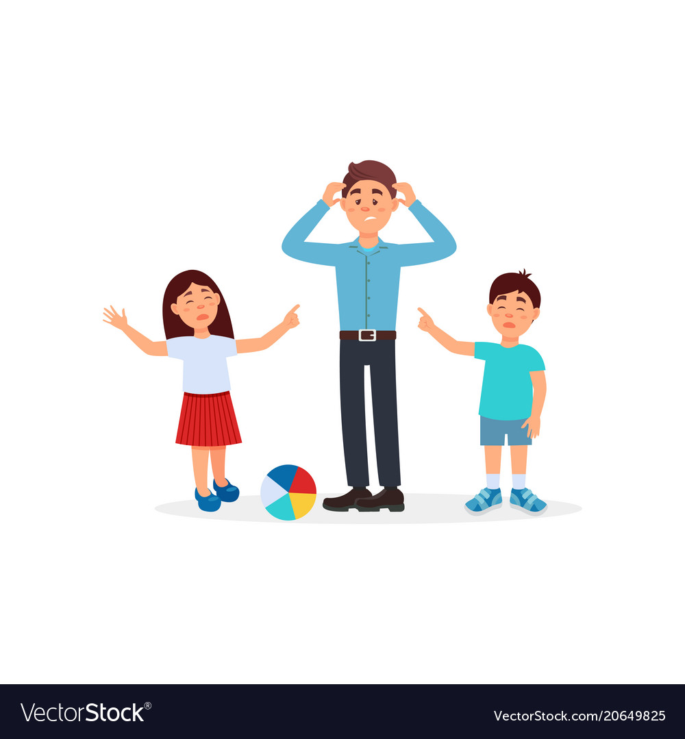 Tired Father with Children