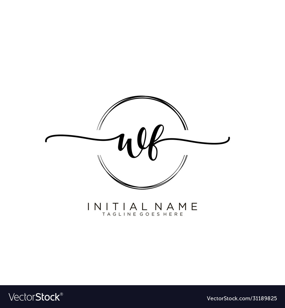 W f initial handwriting logo with circle template Vector Image