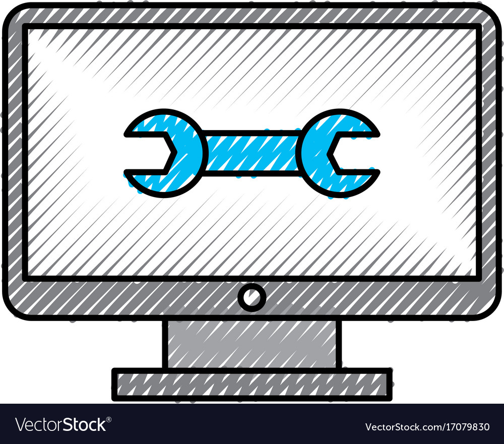 Computer desktop with wrench