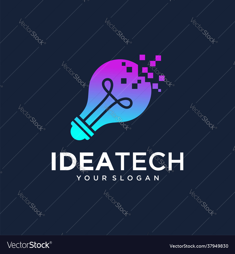 Creative bulb technology logo template vector image Creative bulb technology logo template
