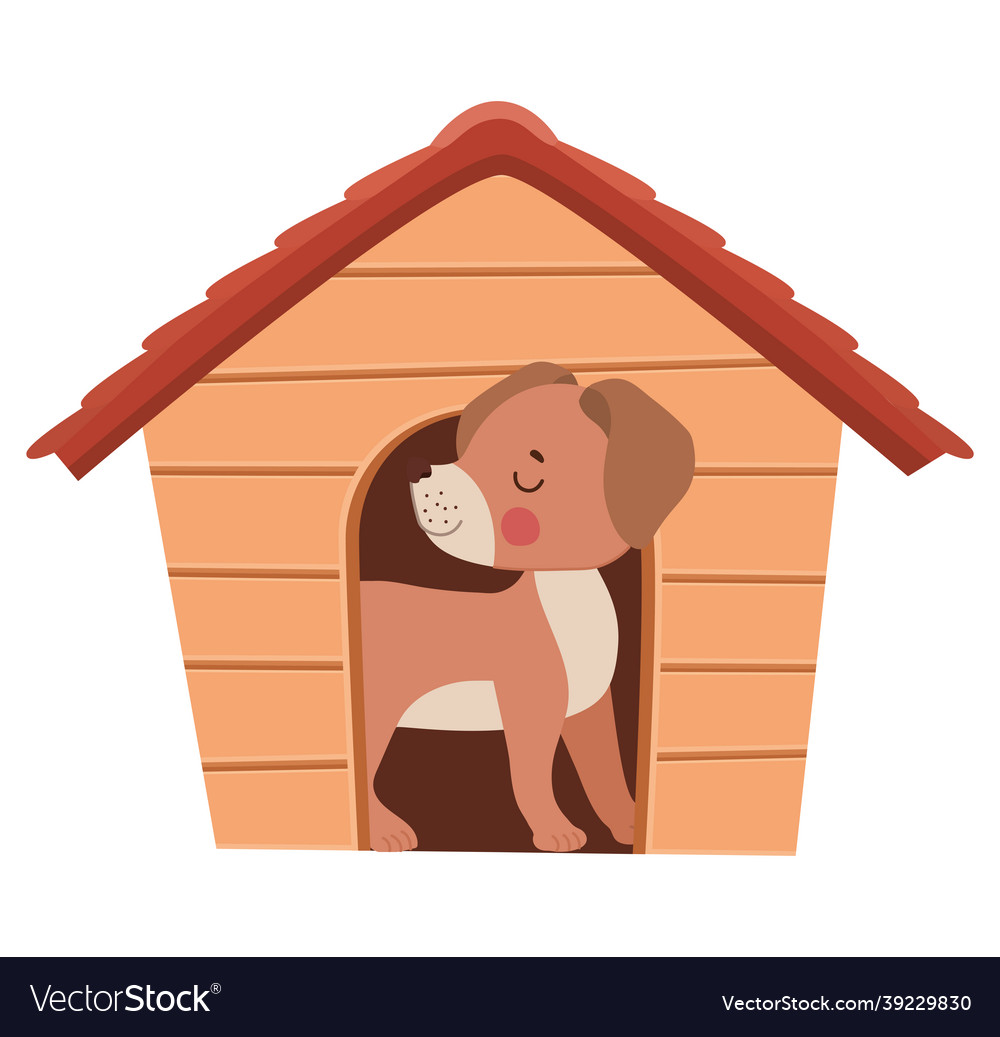 Dog in doghouse Royalty Free Vector Image - VectorStock