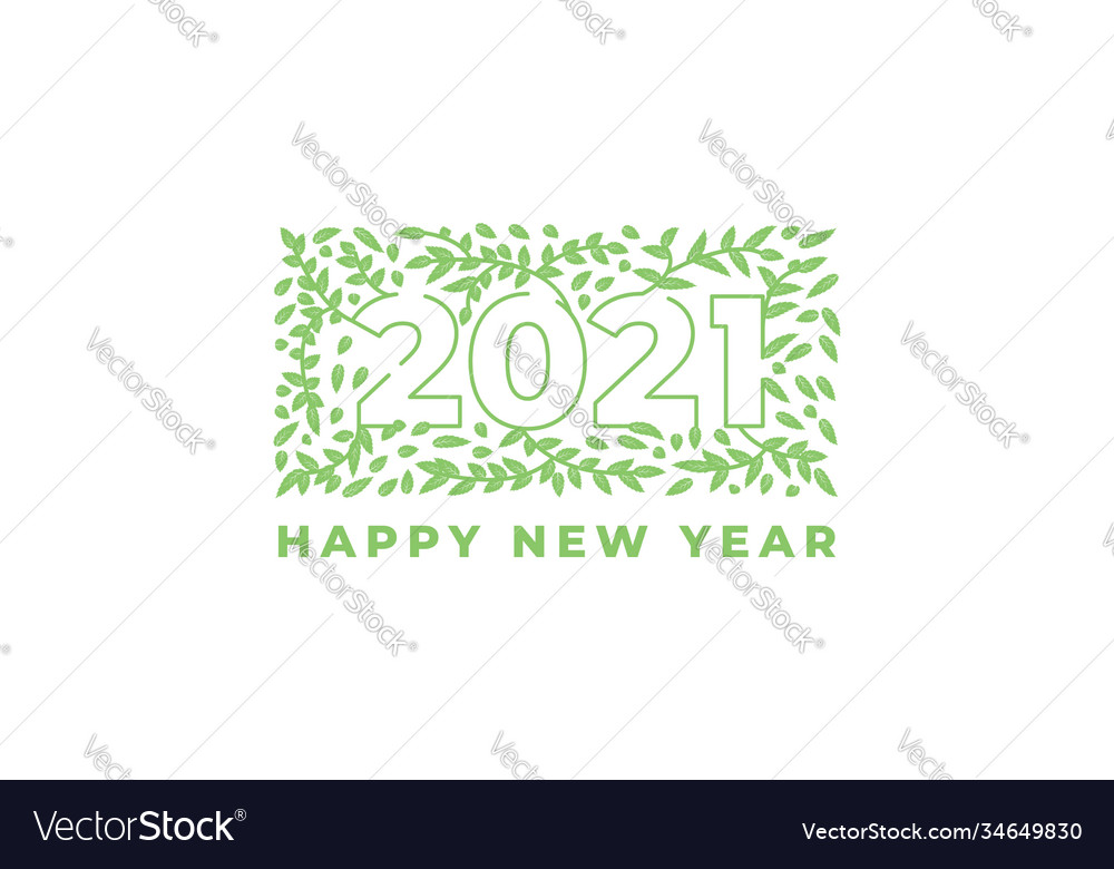 Happy new year 2021 light leaf green ornament