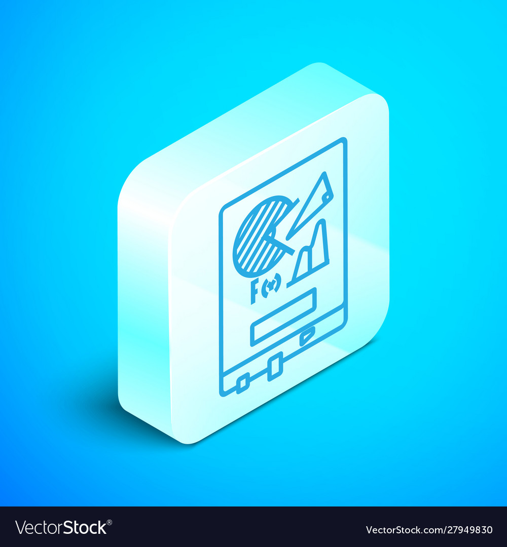 Isometric line board with graph chart icon vector image Isometric line board with graph chart icon