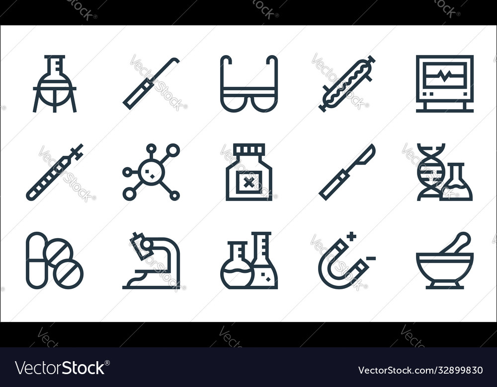 Laboratory line icons linear set quality Vector Image Laboratory line icons linear set quality