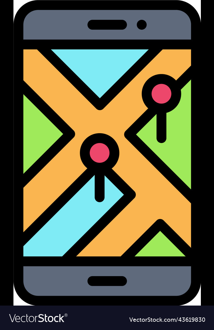 Map on smartphone icon location and navigation