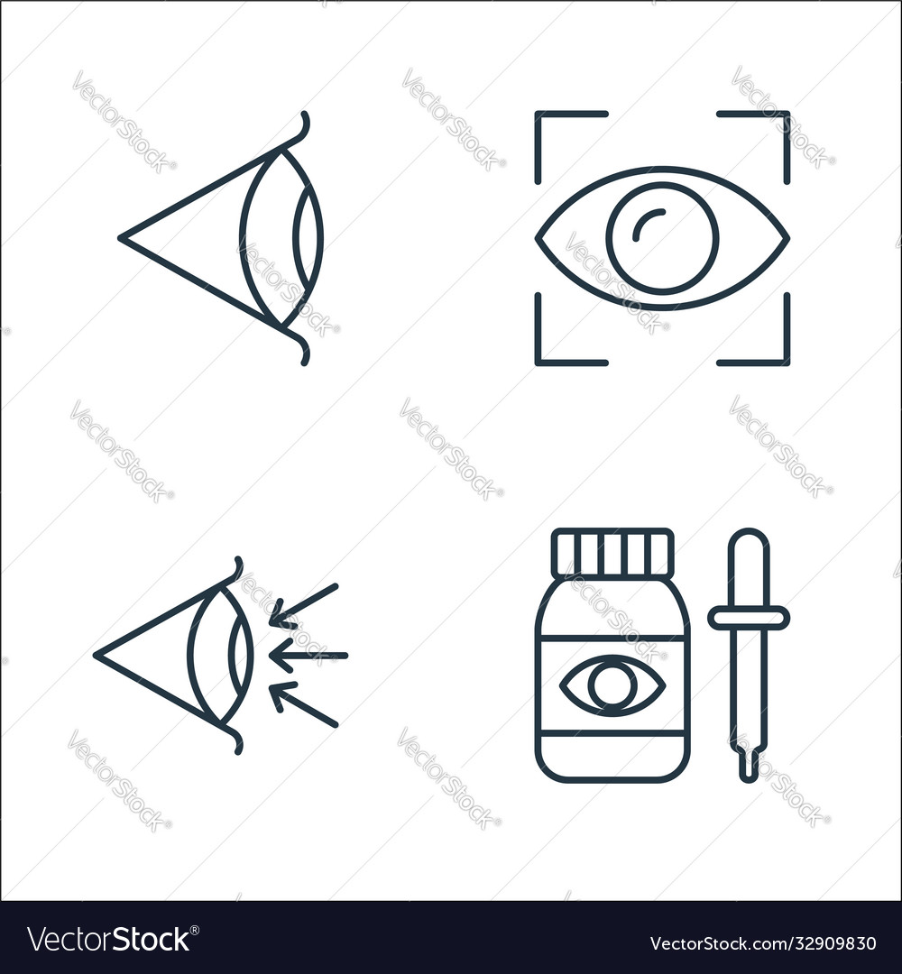 Opthalmology line icons linear set quality vector image Opthalmology line icons linear set quality