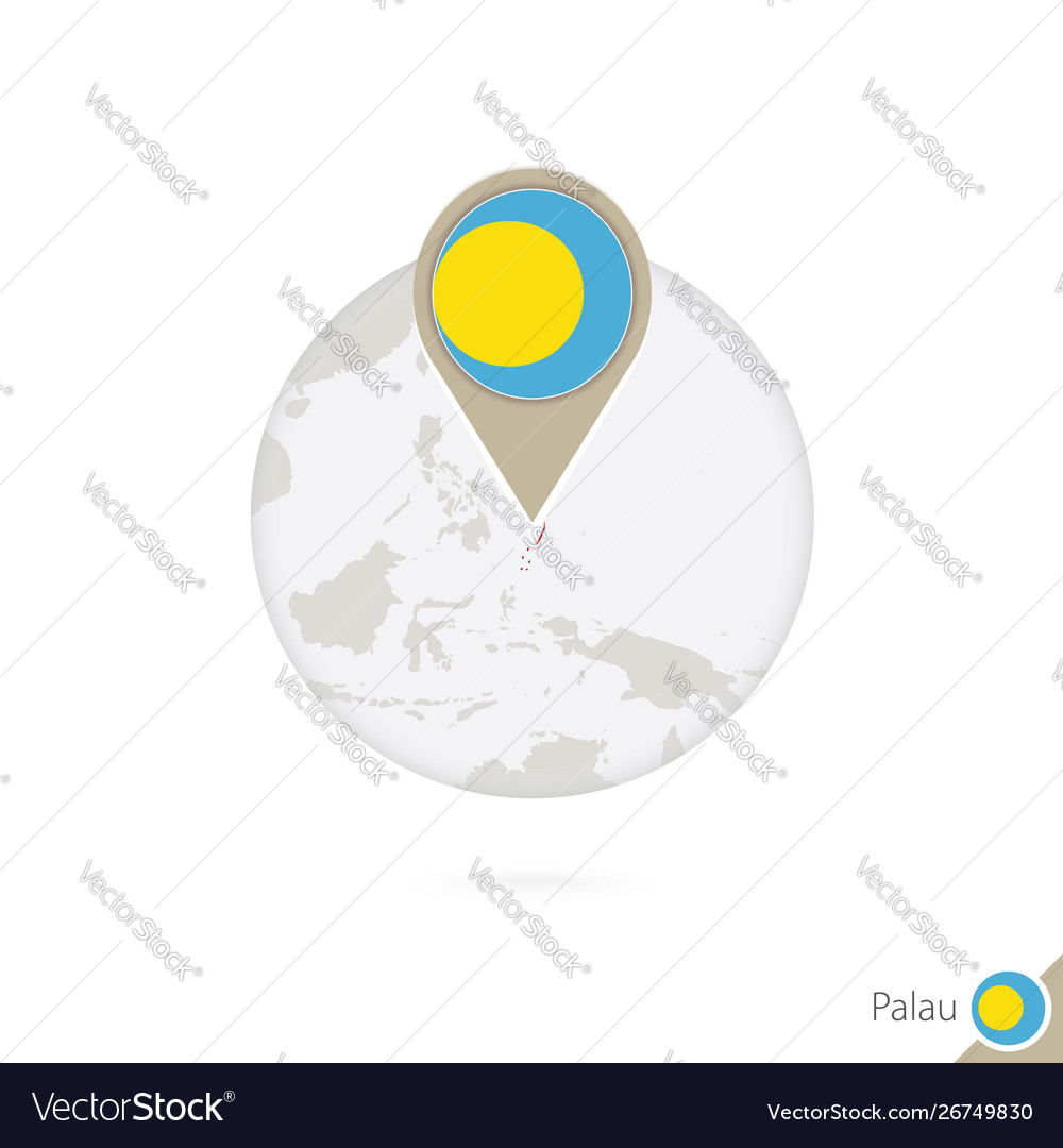 Palau map and flag in circle