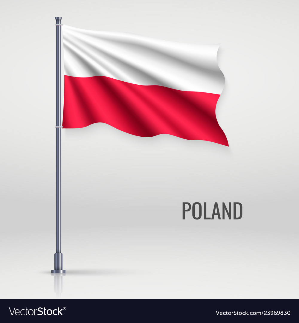 Polish Flag on Flagpole