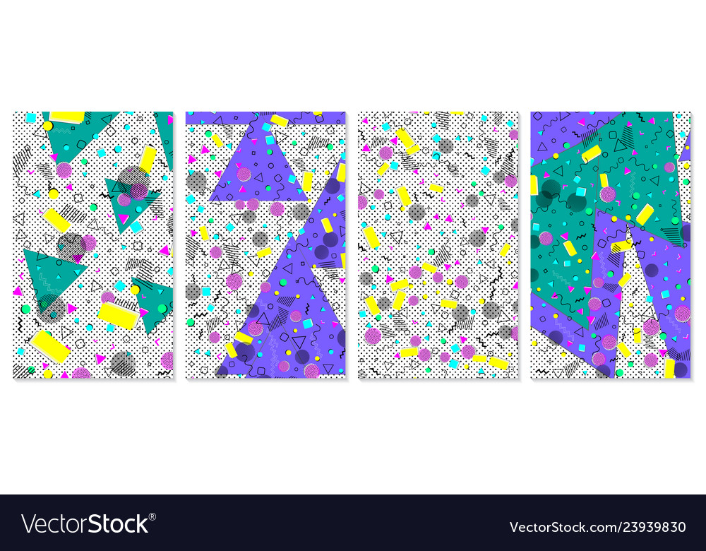 Pop art color background set of memphis pattern Vector Image Pop art color background set of memphis pattern