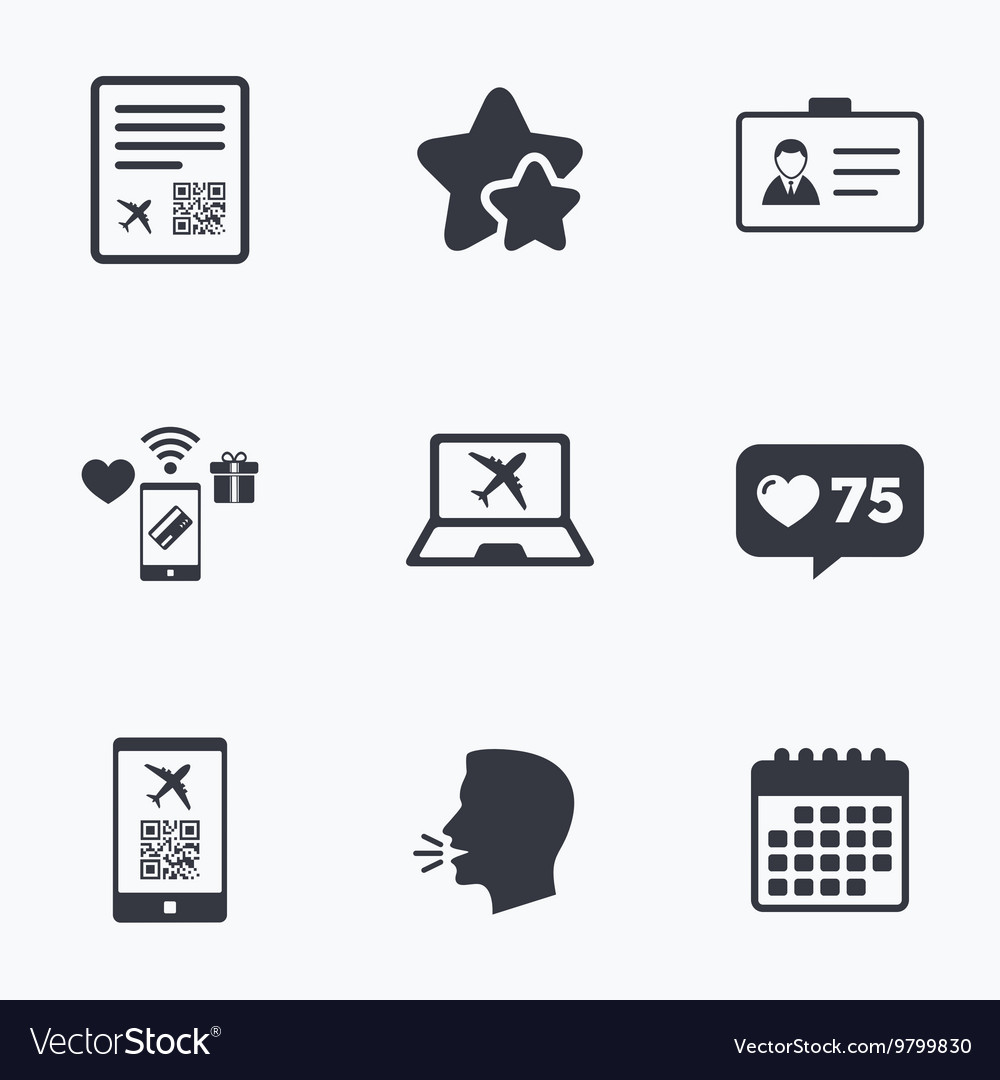 Qr scan code icon boarding pass flight sign