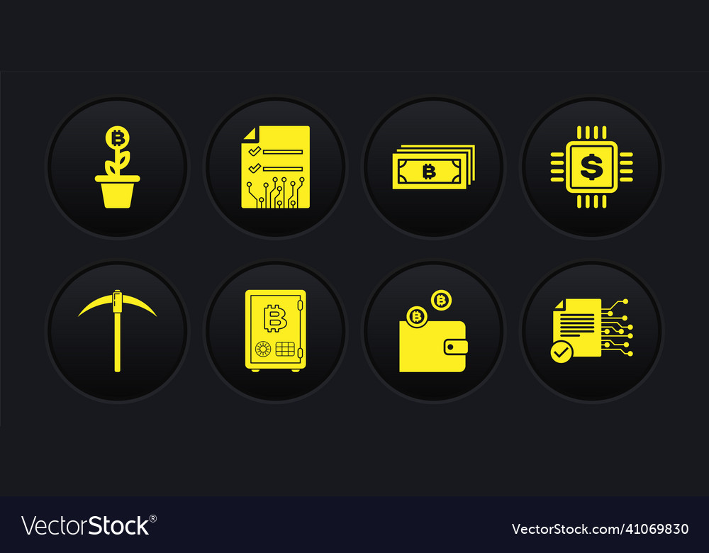 Set pickaxe processor chip with dollar proof Vector Image Set pickaxe processor chip with dollar proof