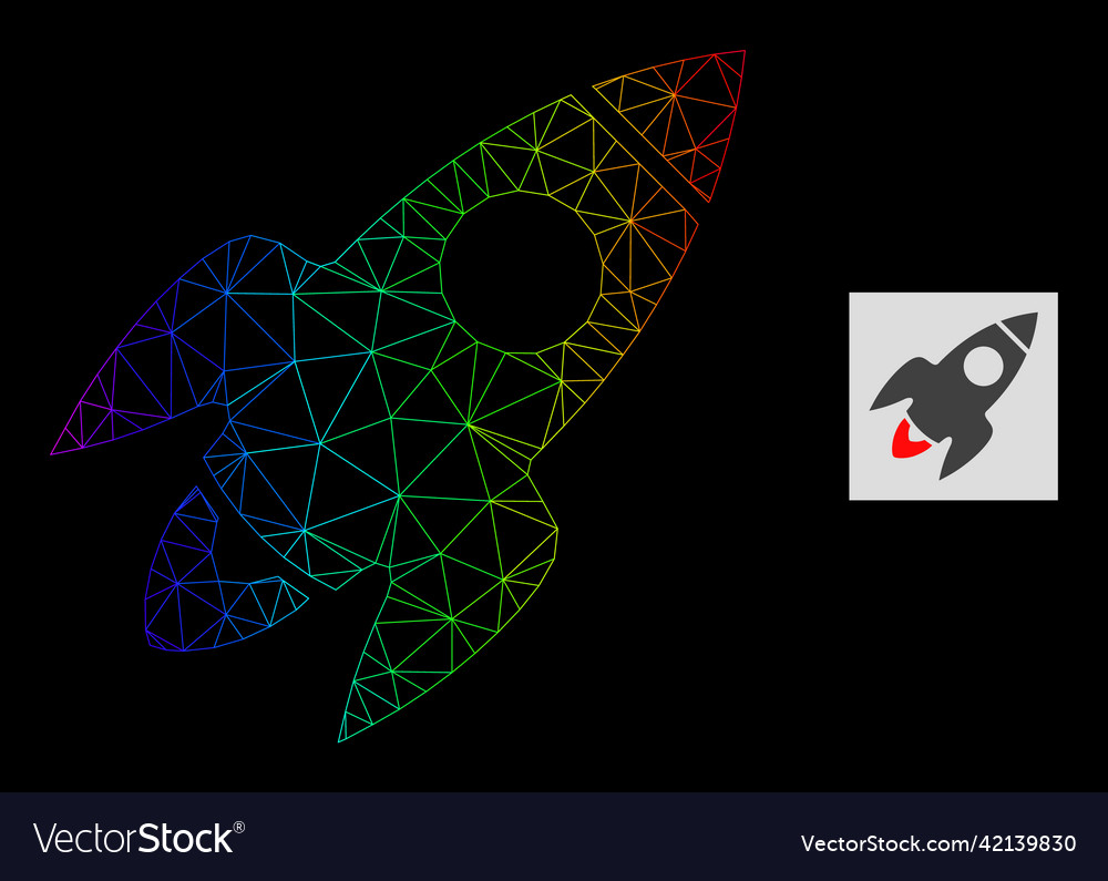 Spectrum gradient polygonal mesh rocket flight vector image Spectrum gradient polygonal mesh rocket flight
