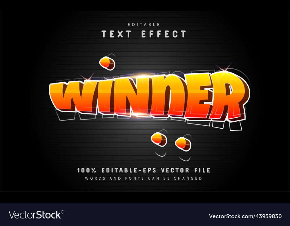 Winner text effect with orange gradient