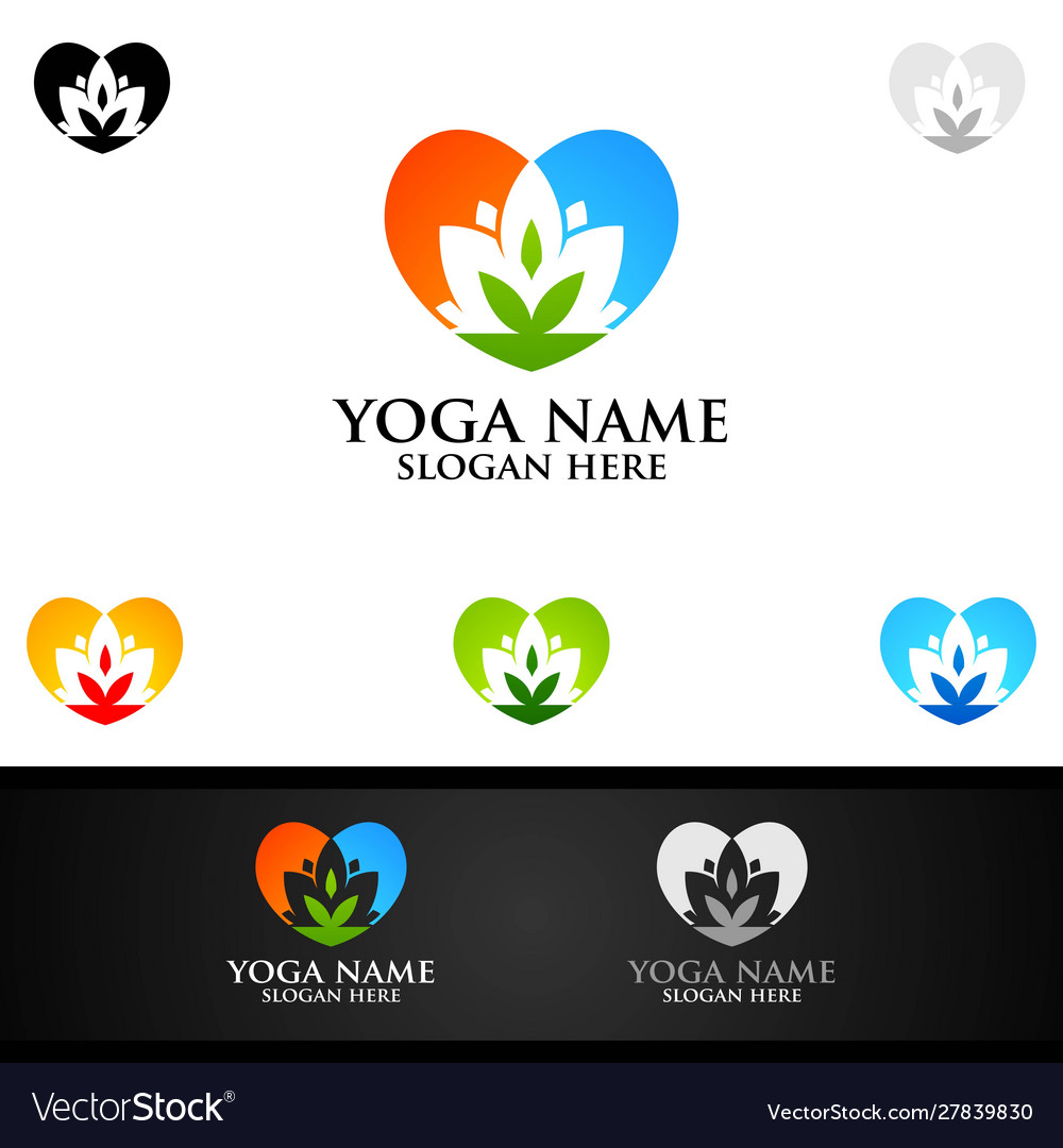 Yoga and lotus flower logo with health spa