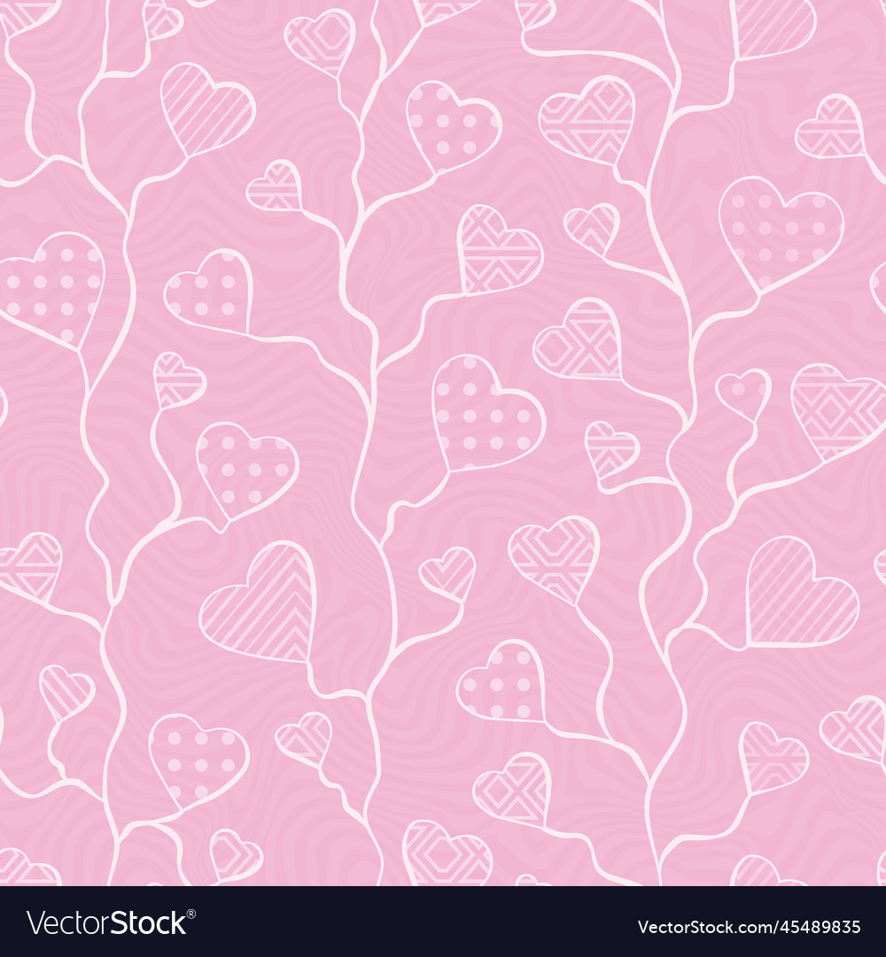 Abstract pink tree hearts seamless pattern Vector Image