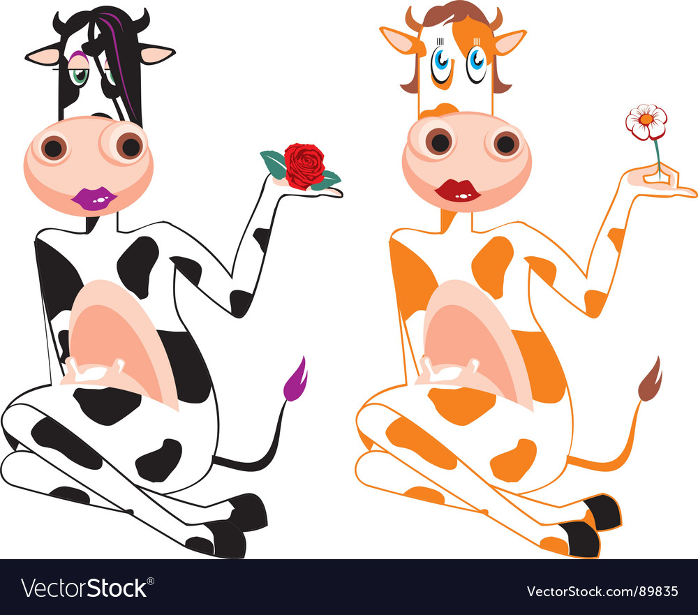 Download Animated cows Royalty Free Vector Image - VectorStock