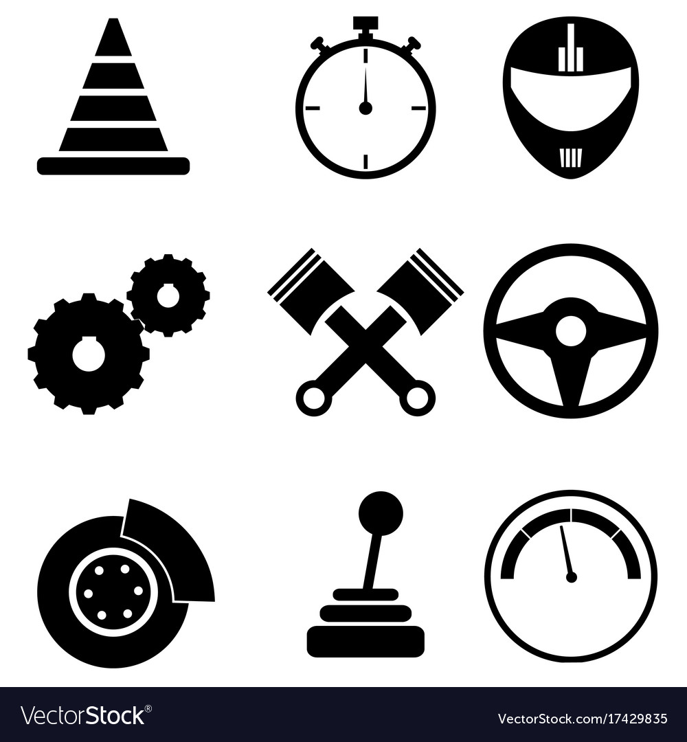 Car race icon set