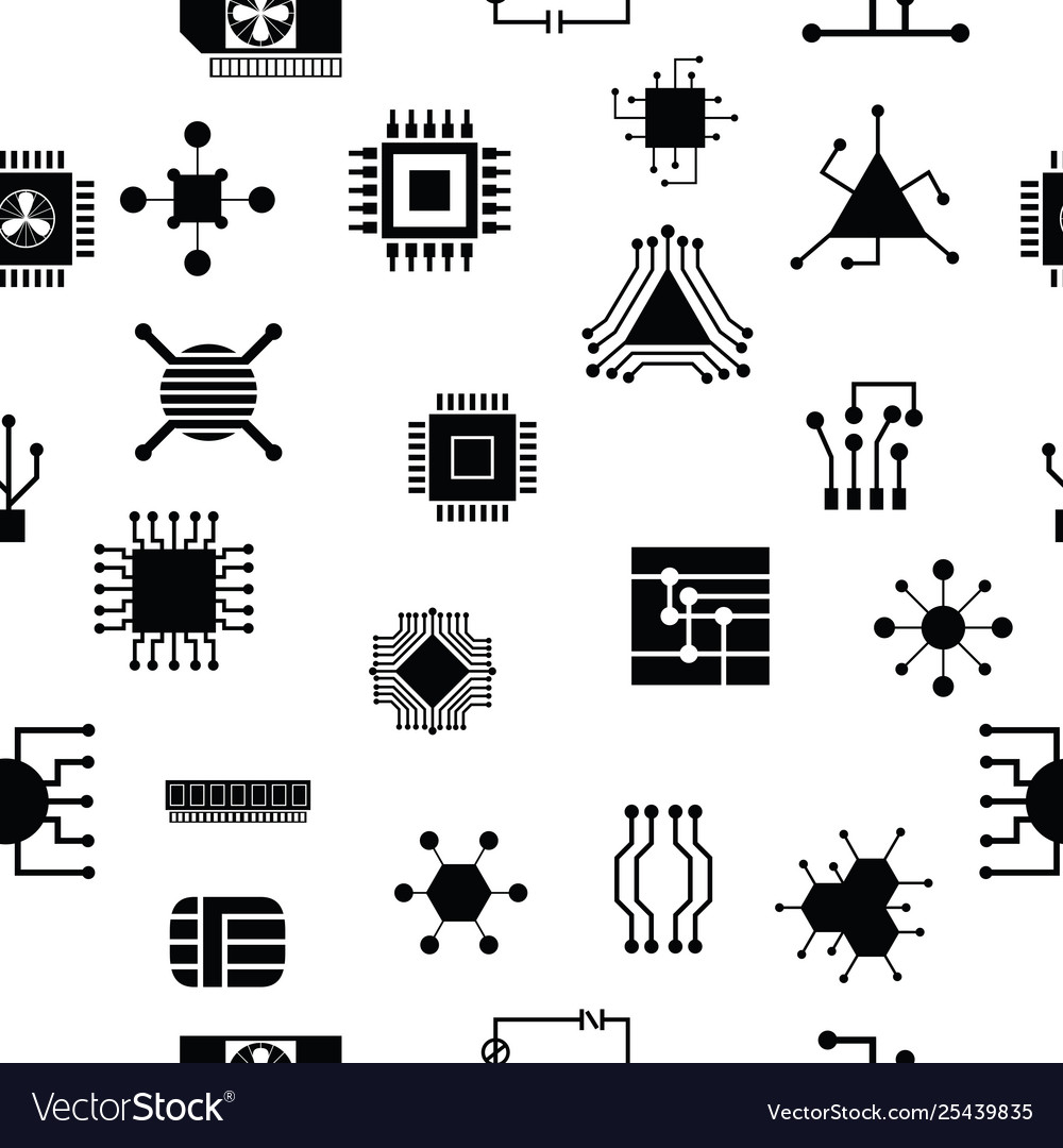 Circuit board seamless pattern background icon vector image Circuit board seamless pattern background icon