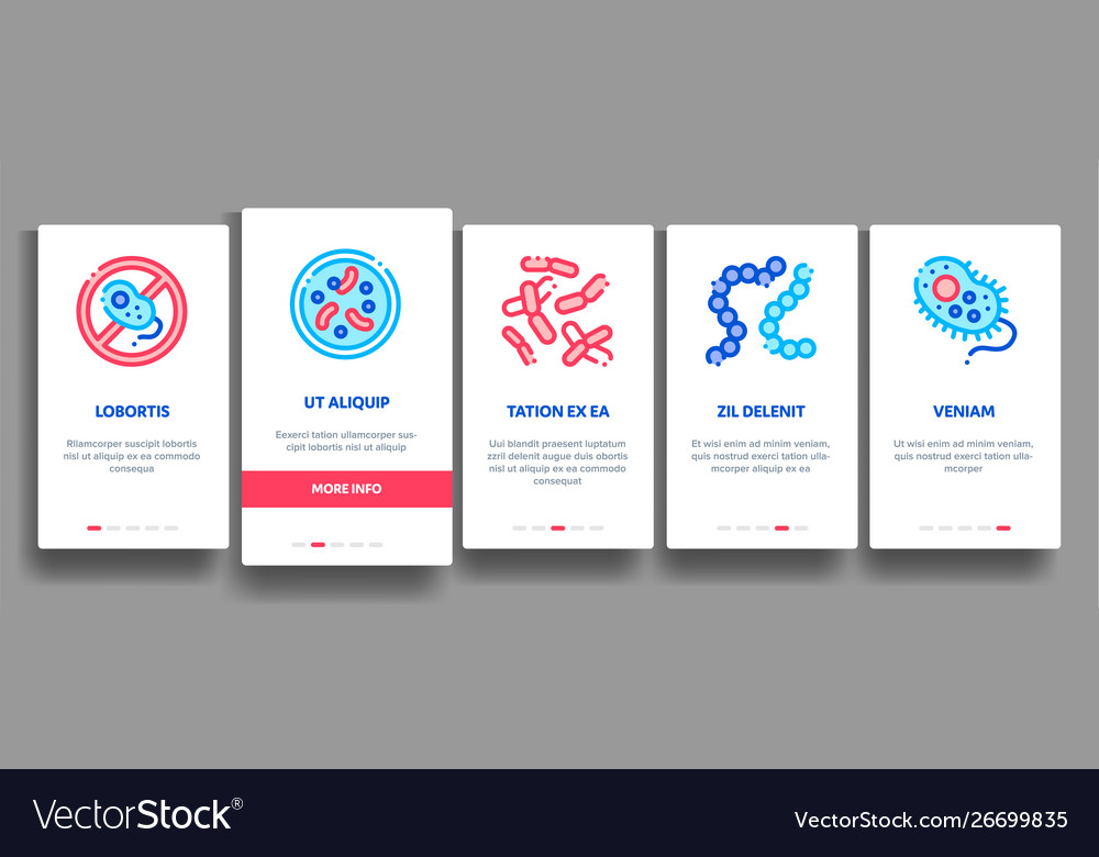 Collection pathogen elements onboarding vector image Collection pathogen elements onboarding