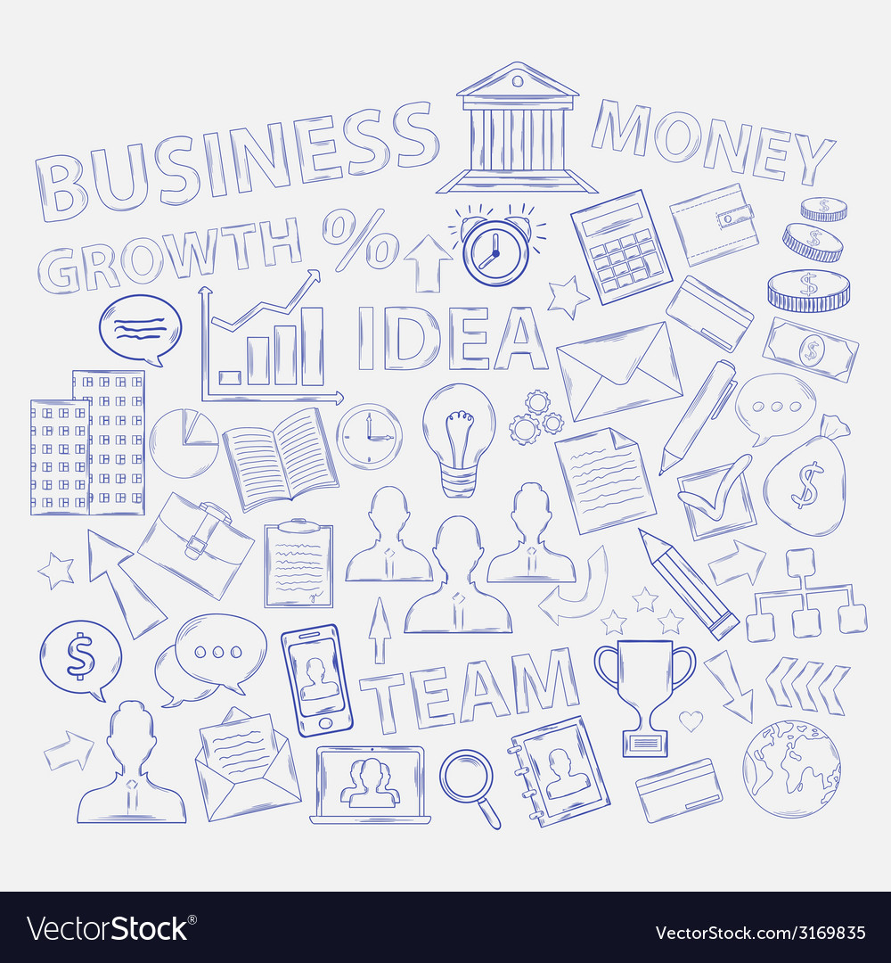 Doodle business icons