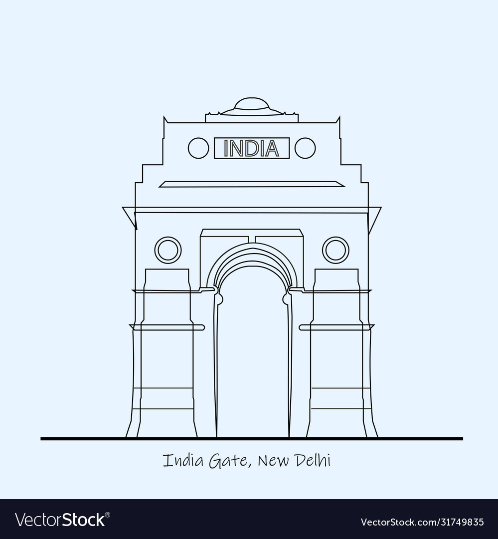 Famous indian monument saffron and green color Vector Image