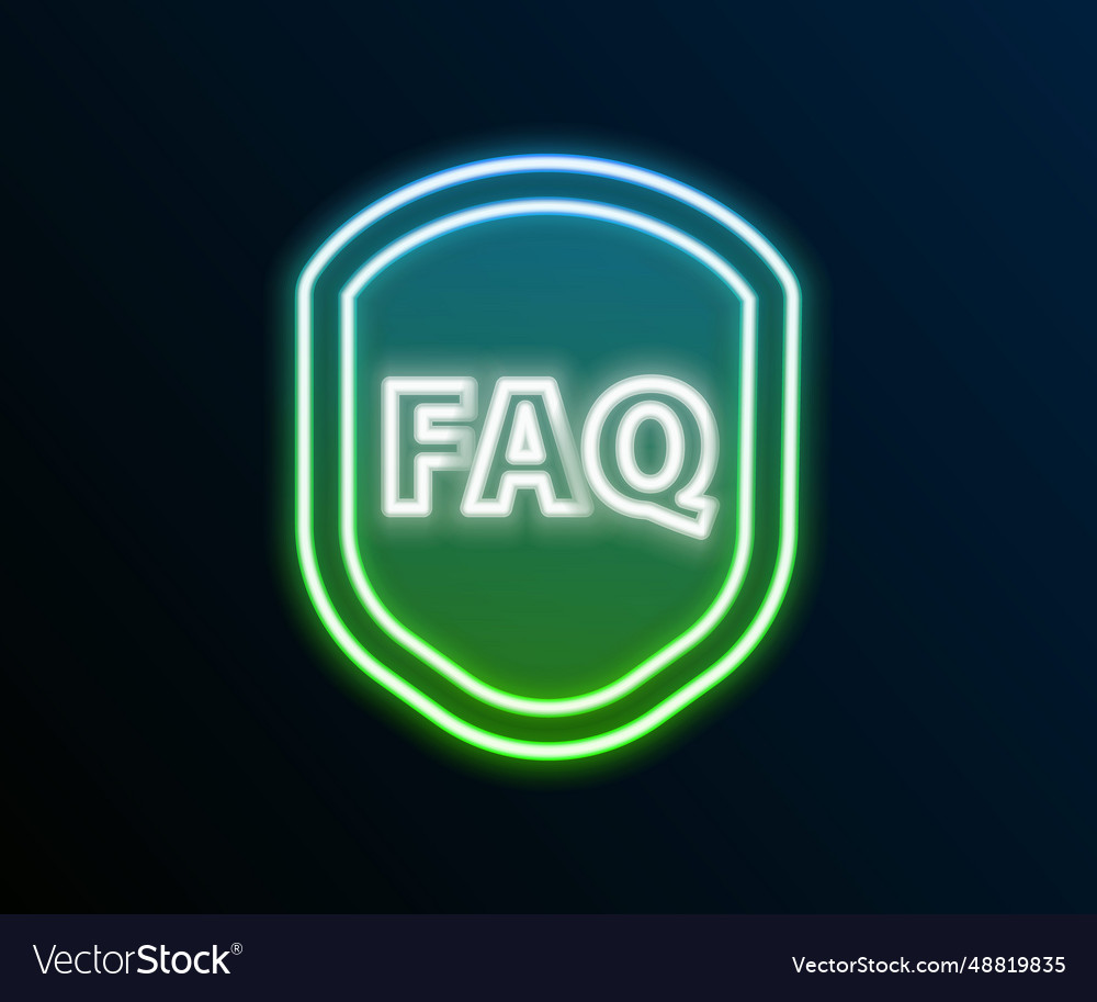 Glowing neon line shield with text faq vector image Glowing neon line shield with text faq
