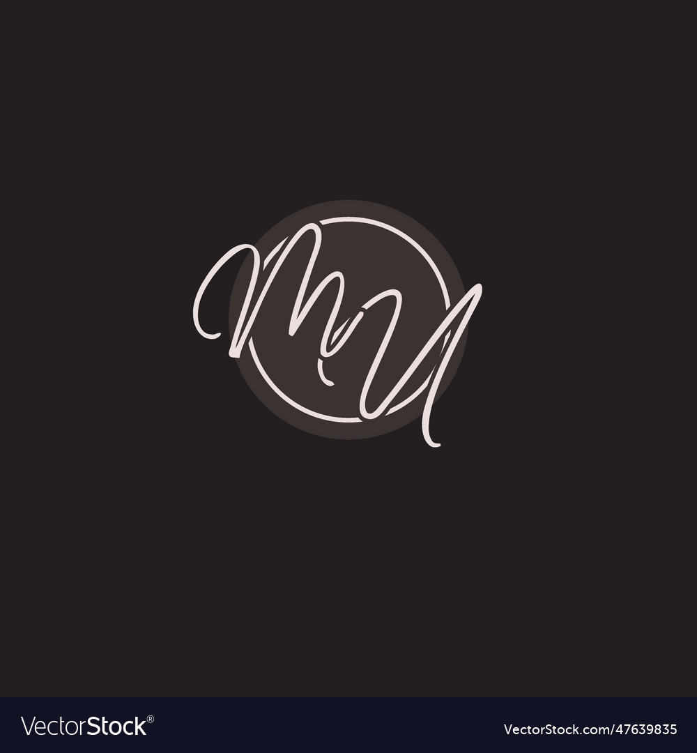 Initials mu logo monogram with simple circle line Vector Image Initials mu logo monogram with simple circle line