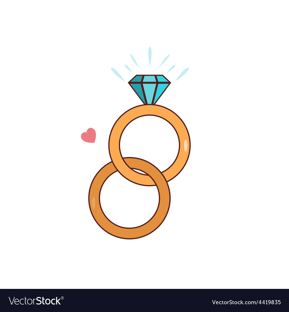 Isolated cartoon diamond wedding ring Royalty Free Vector