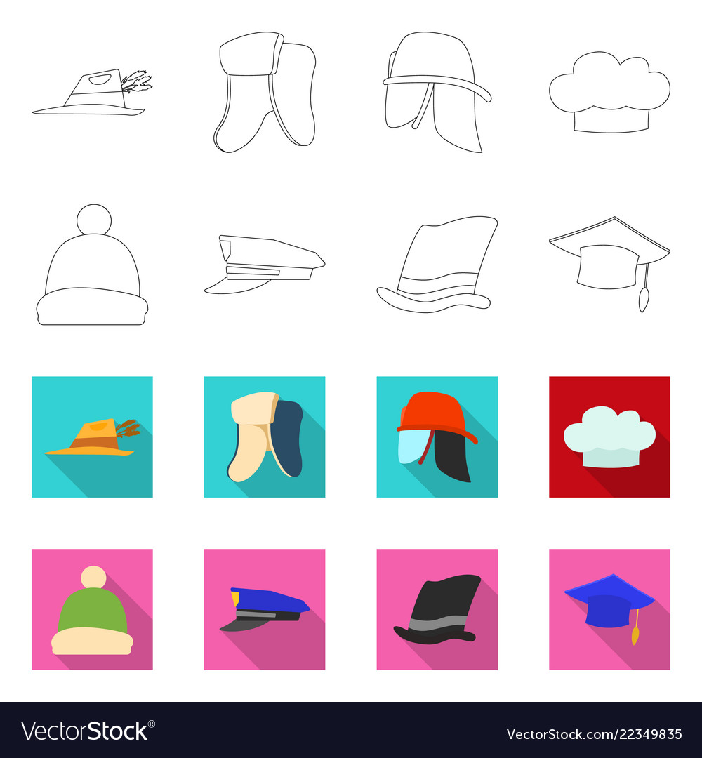 Isolated object of headgear and cap symbol set