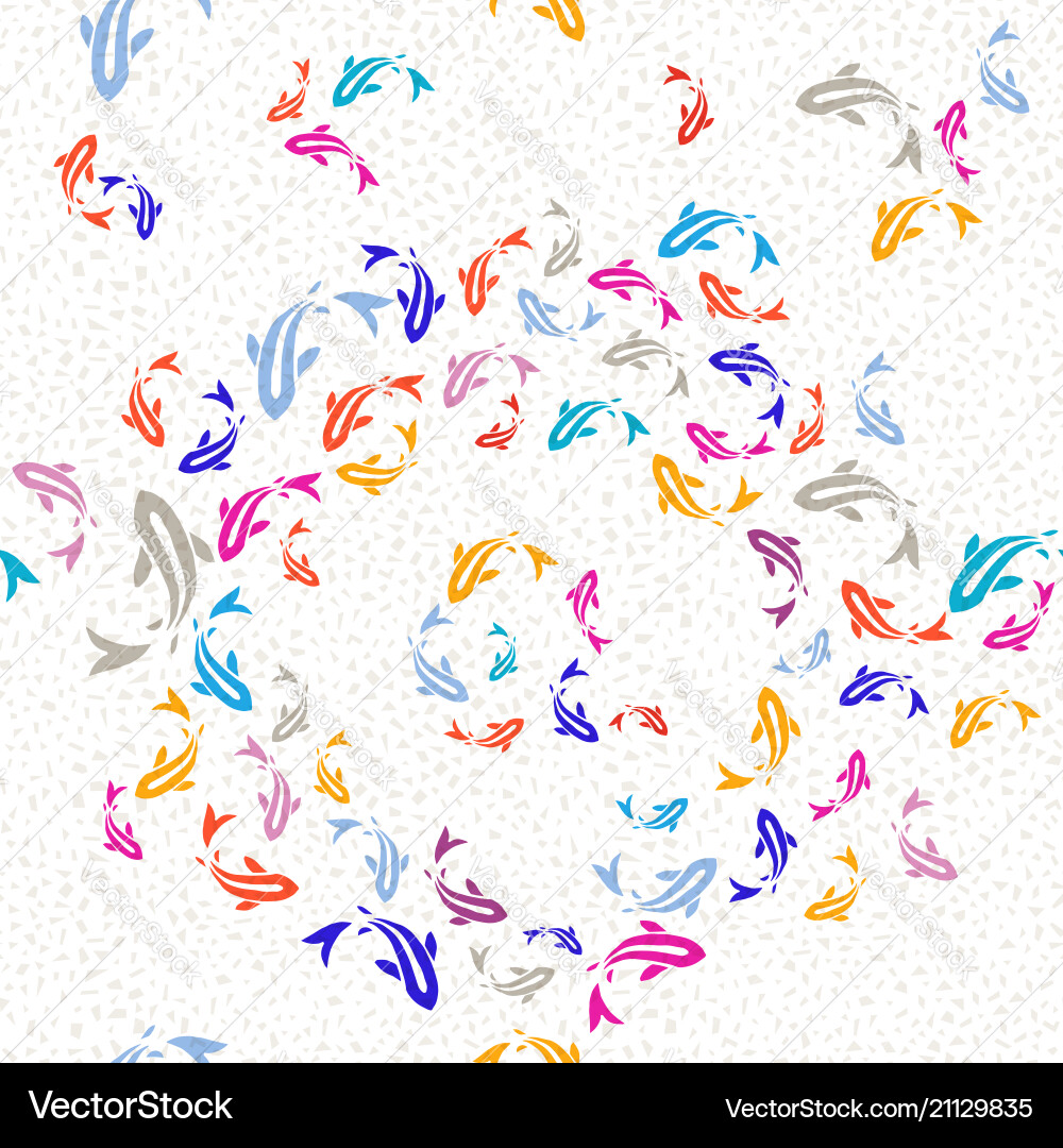 Koi gold fish multicolor seamless pattern Vector Image