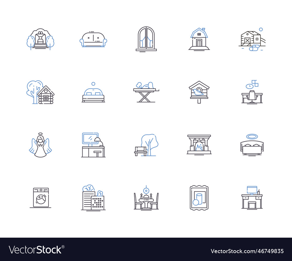 Living at home outline icons collection dwell