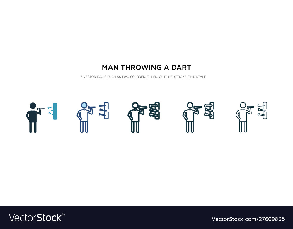 Man throwing a dart icon in different style two