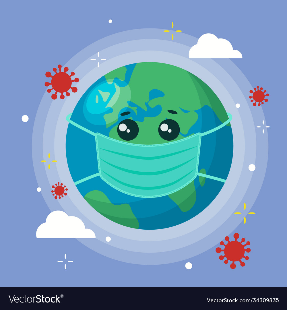 Planet earth in a mask conceptual Royalty Free Vector Image