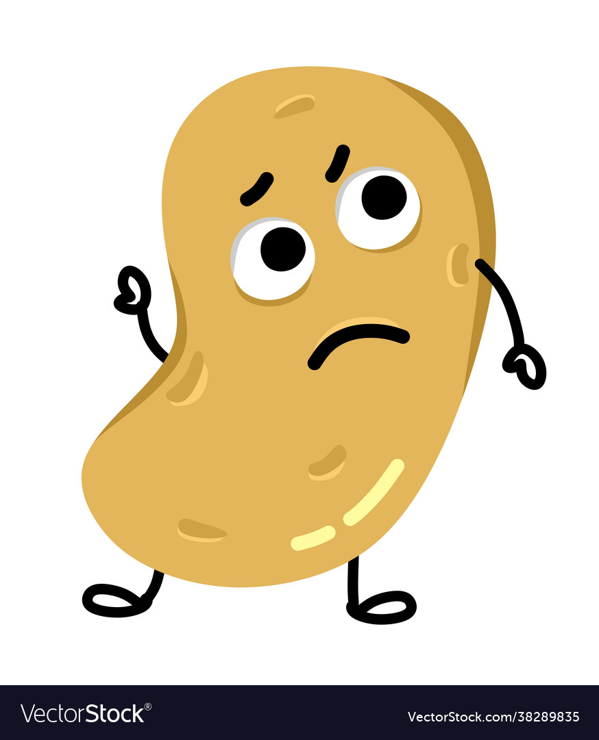 Potatoes are sad and funny with arms legs vector image Potatoes are sad and funny with arms legs