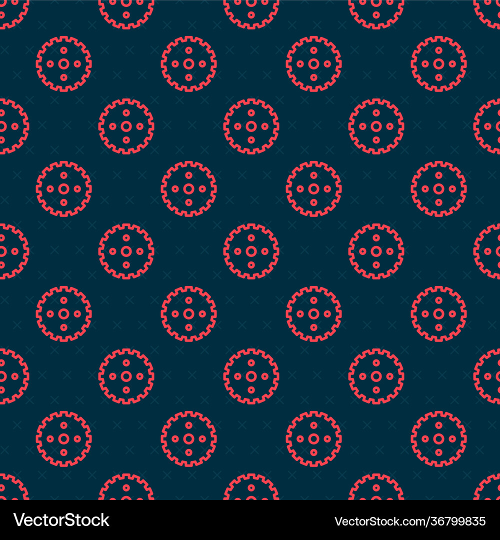Red line bicycle sprocket crank icon isolated Vector Image