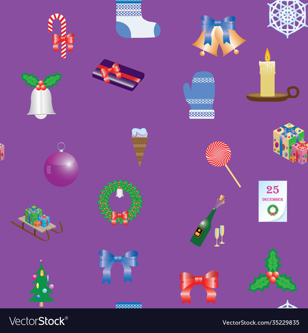 Seamless pattern with icons christmas symbols